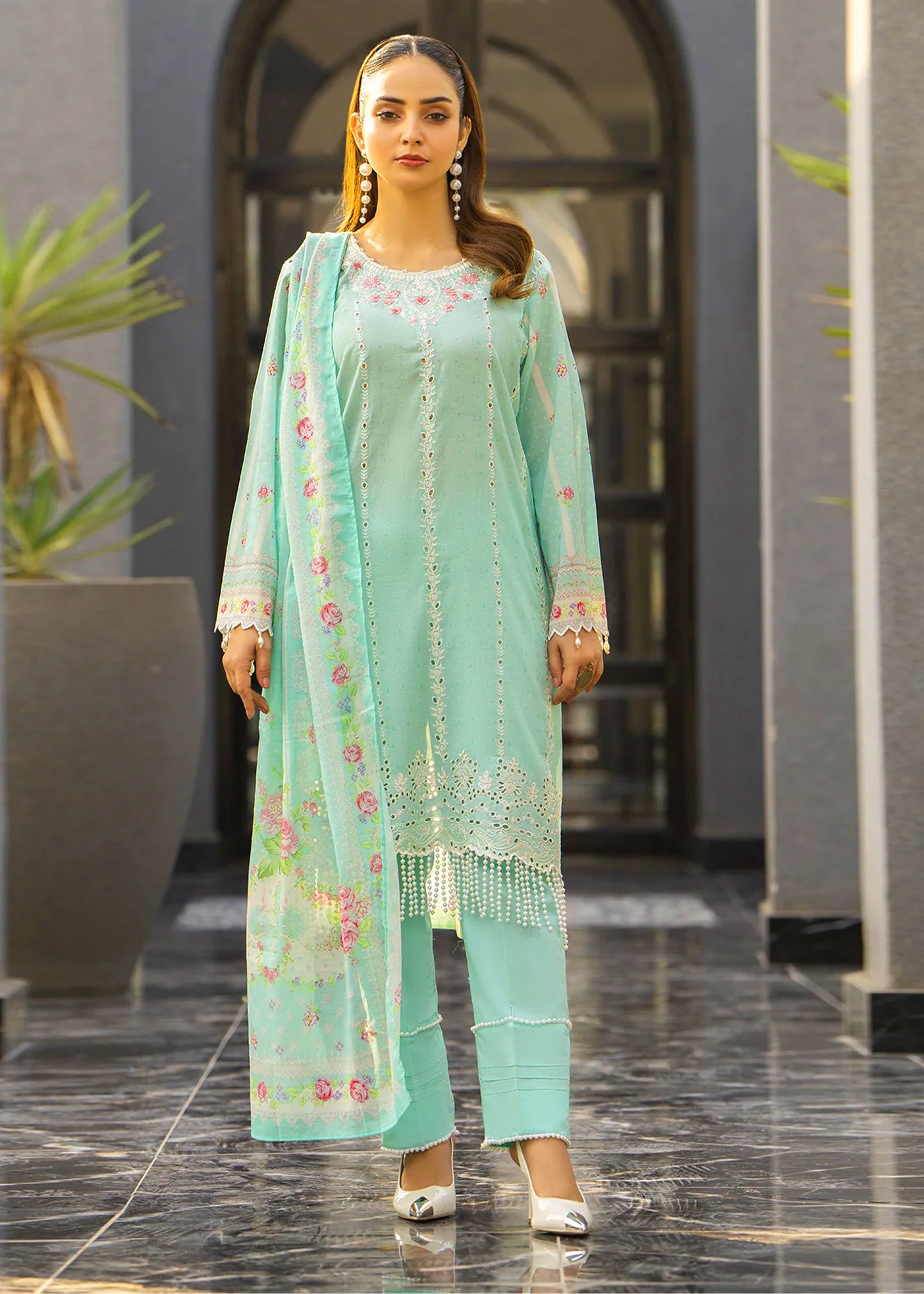 EMBROIDERED LAWN THREE PIECE - A848